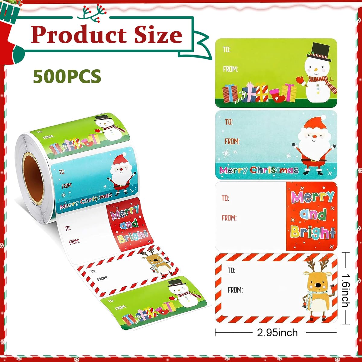 HASTHIP 500 Pieces Christmas Tags Christmas Santa Claus Stickers Self Adhesive Christmas Tag Christmas Festival Birthday Holiday Decor (Classic Style, 2.95 x 1.6 Inch) HASTHIP 500 Pieces Christmas Tags Christmas Santa Claus Stickers Self Adhesive Christmas Tag Christmas Festival Birthday Holiday Decor (Classic Style, 2.95 x 1.6 Inch)